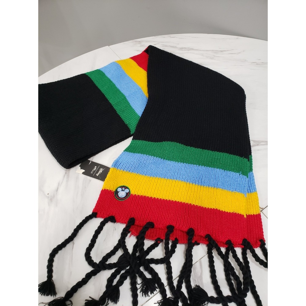 NEW Disney Rainbow Striped Scarf Macys Mickey Mouse Black 9x70 pride lgbtq